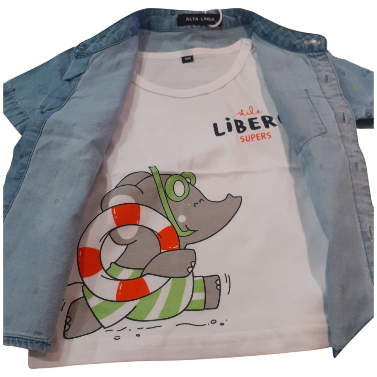 Alta Linea Kids Fashion Completo Bambino 3 Pezzi Camicia T-Shirt e Pantaloncini XNA - 2136 - DarSaGiocattoli
