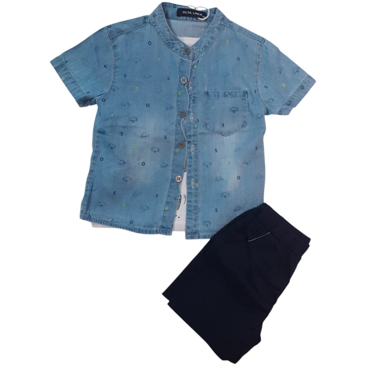 Alta Linea Kids Fashion Completo Bambino 3 Pezzi Camicia T-Shirt e Pantaloncini XNA - 2136 - DarSaGiocattoli