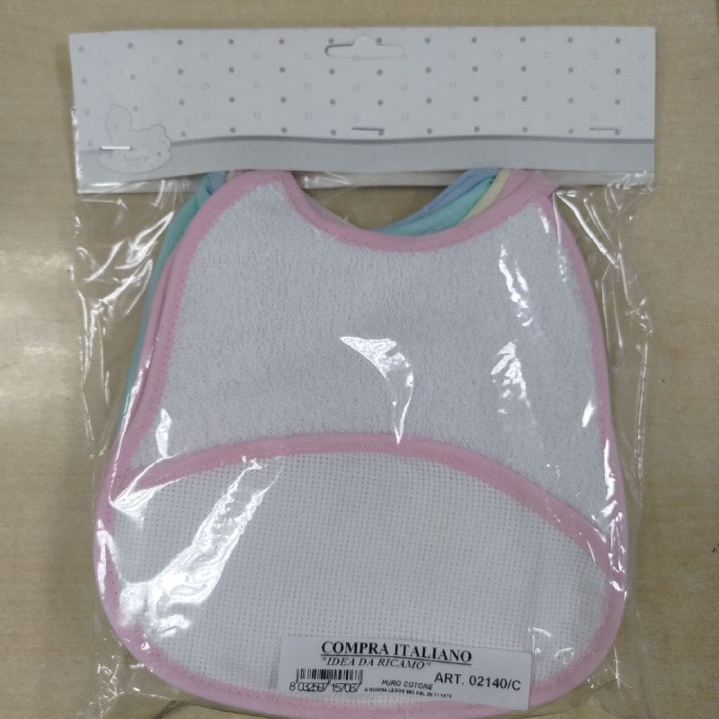 Bavaglino Da Ricamo Colorato Nancy Baby 02140/C In Cotone Made In Italy - 8032597157067 - DarSaGiocattoli