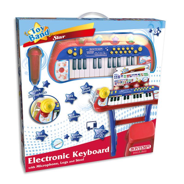 Bontempi MiniKeyFun Tastiera Giocattolo a 24 Tasti con Microfono e Sgabello 400x400x570 mm 13 2410 - 0047663338835 - DarSaGiocattoli