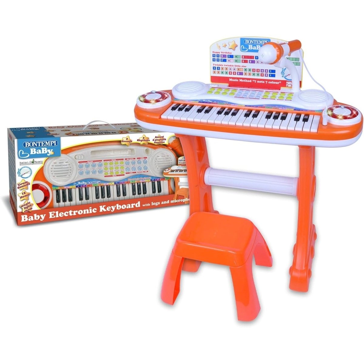 Bontempi MiniMaestro Tastiera Elettronica 37 Tasti Microfono, Accessori Con Gambe e Sgabello 480x550x200 mm 133325 - 0047663338866 - DarSaGiocattoli