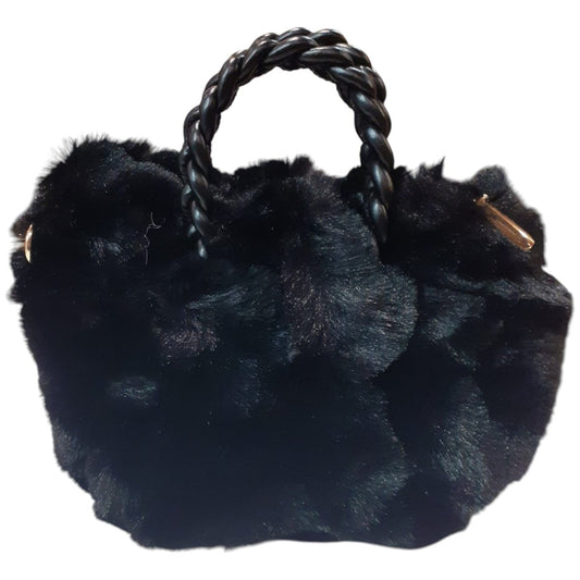 Borsa a Mano Effetto Pelliccia Sintetica e Chiusura Lampo Dorata - - DarSaGiocattoli