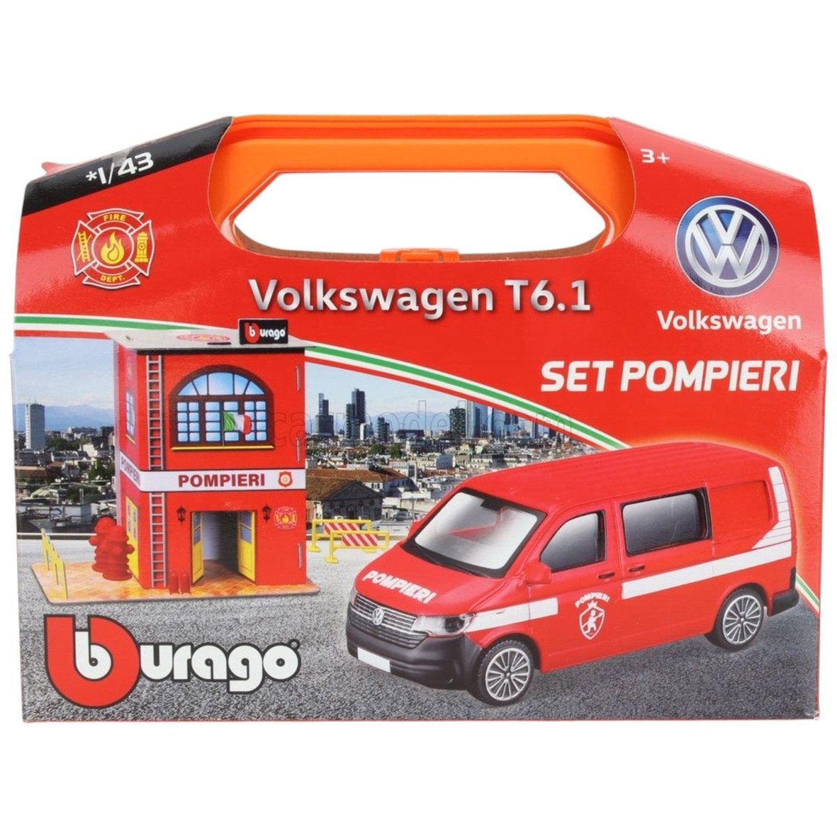 Caserma Vigili Del Fuoco Street Pompieri On The Go! 1:43 Burago 01568 - 4893993015689 - DarSaGiocattoli