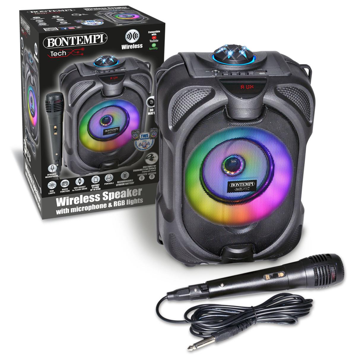 Cassa Acustica Wireless Bontempi 49 1020 Con Microfono, Luci RGB e Bluetooth - 0047663377353 - DarSaGiocattoli