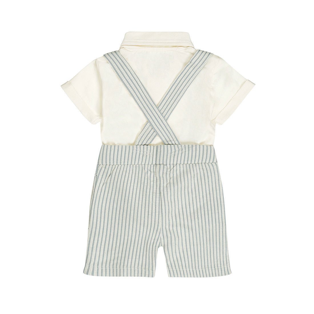Completo Bambino 2 Pezzi Pantaloncini a Righe e Polo Bianca Dirkje N58556 - 8720815591259 - DarSaGiocattoli
