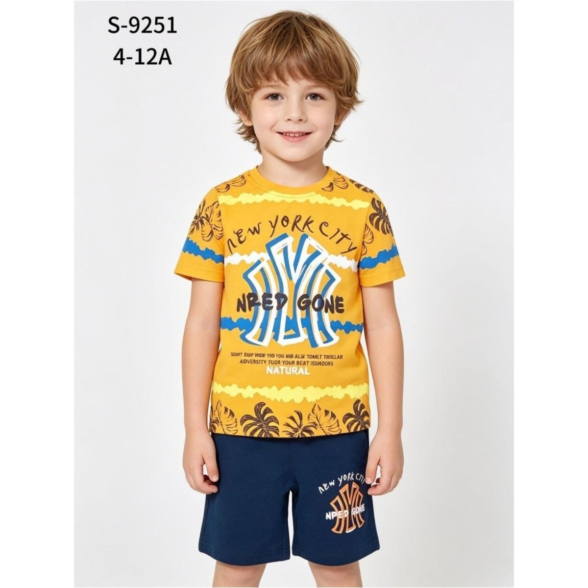 Completo Bambino 2 Pezzi Small Gang S-9251 T-Shirt Arancio e Pantaloncini Blu - 0188602492512 - DarSaGiocattoli