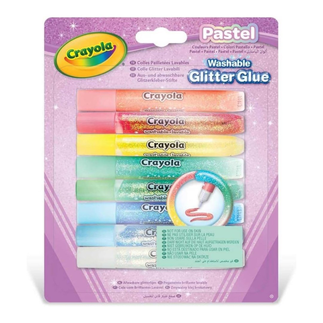 Crayola Pastel Colle Glitter Lavabili 8 pezzi Colori Assortiti Pastello - 0071662135249 - DarSaGiocattoli