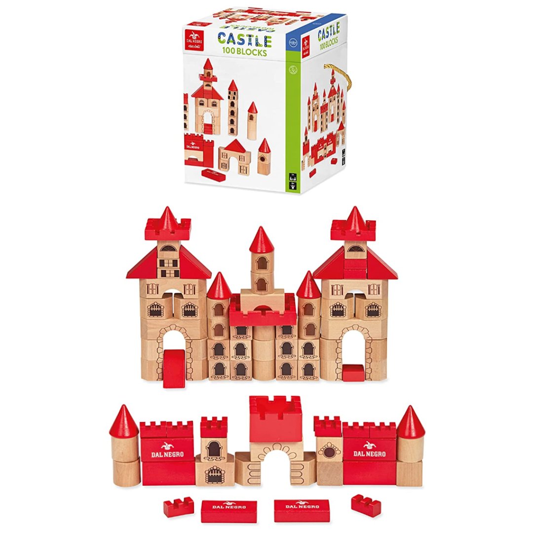 Del Negro Castello Costruzioni in Legno 100 Pezzi 53984 - 8001097539840 - DarSaGiocattoli