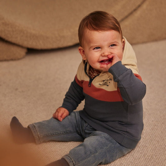 Dirkje Felpa Con Cappuccio In Ciottoli Bambino Blu Navy Ruggine Marrone O56659 - 8720815513688 - DarSaGiocattoli