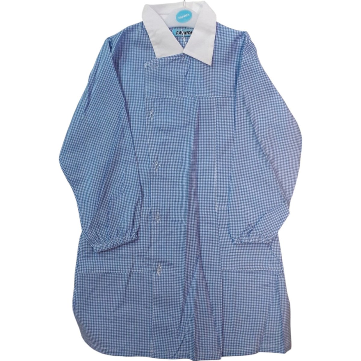 Grembiule Bambino Con Bottoni Azzurro Quadrettato Fashion F3862 - DarSaGiocattoli
