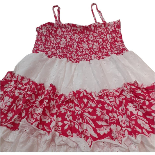 Hope Star Vestito Bambina Bianco - Fuxia Ricamato Estivo CA6034 - DarSaGiocattoli