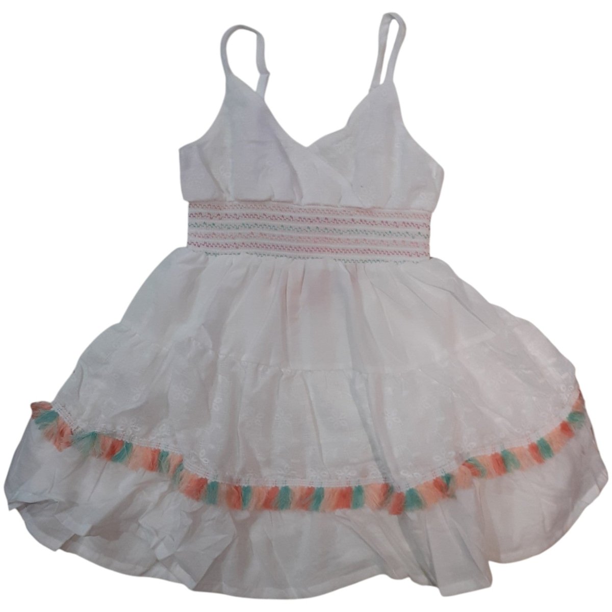Hope Star Vestito Bambina Bianco Ricamato Estivo CA6037 - DarSaGiocattoli