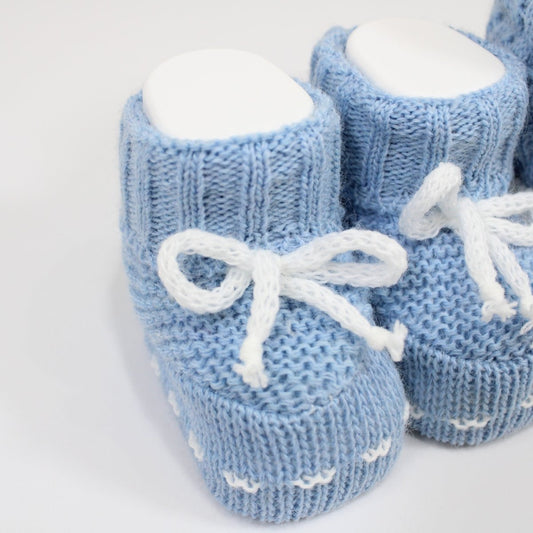 La Rocca Set Cappellino + Scarpine Misto Lana Azzurro V118 - 8300989221185 - DarSaGiocattoli