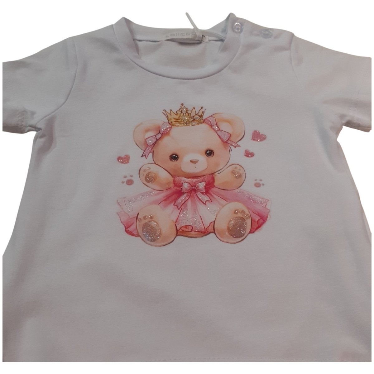Lollitop Completo Bambina T-Shirt Bianca e Pantaloncino Rosa In Cotone B - e518 - 028862505189 - DarSaGiocattoli
