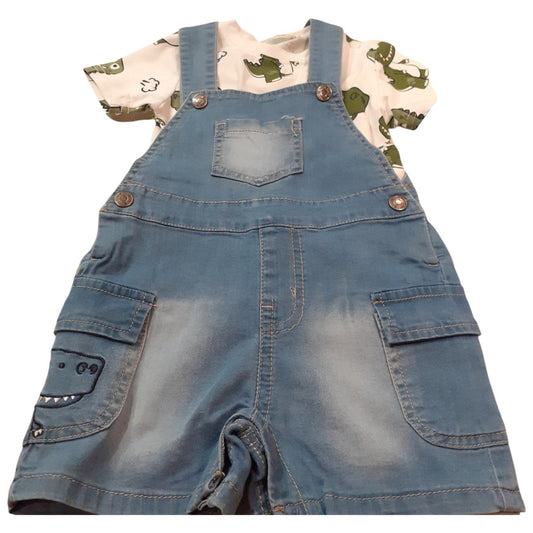 Mr Jek Completo Bambino 3 Pezzi Maglietta con Salopette e Cappellino Jeans JA - 2495 - DarSaGiocattoli