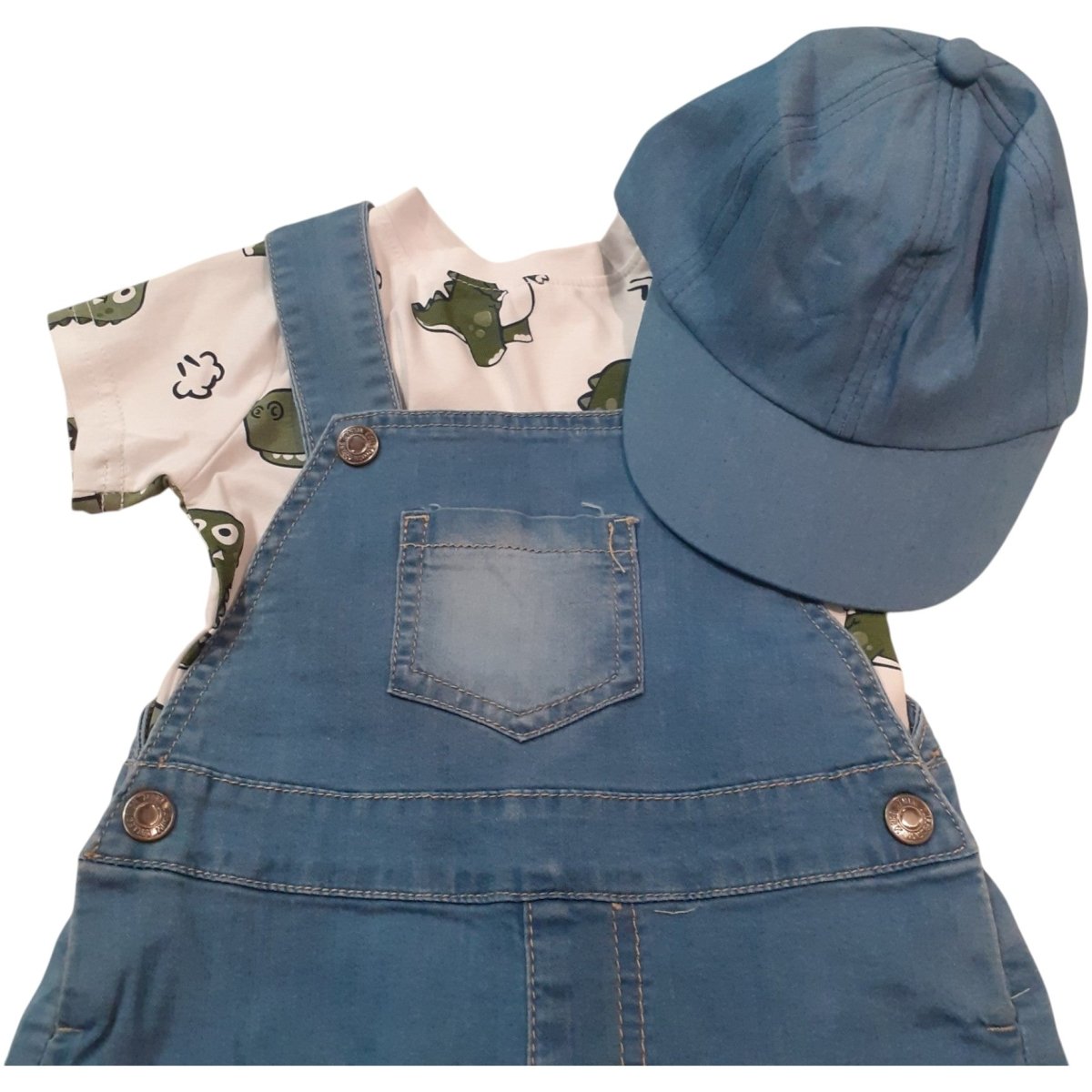 Mr Jek Completo Bambino 3 Pezzi Maglietta con Salopette e Cappellino Jeans JA - 2495 - DarSaGiocattoli