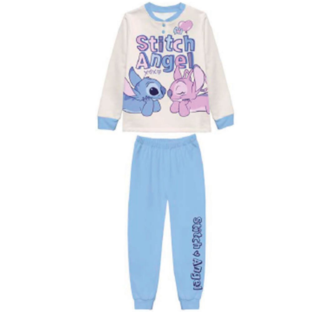 Pigiama Stitch Disney Bambina In Cotone Felpato Invernale Sabor DY50A5506 - 8000121904548 - DarSaGiocattoli