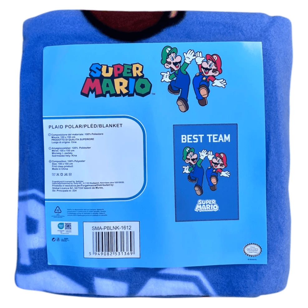 Plaid In Pile Super Mario e Luigi "Best Team" 100x150 cm SMA-1612 - 5949082531369 - DarSaGiocattoli