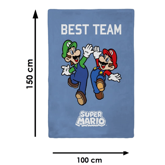 Plaid In Pile Super Mario e Luigi "Best Team" 100x150 cm SMA-1612 - 5949082531369 - DarSaGiocattoli