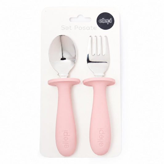 Set Posate Neonato e Neonata Ellepi IX4064 Celeste e Rosa - 8059790838470 - DarSaGiocattoli