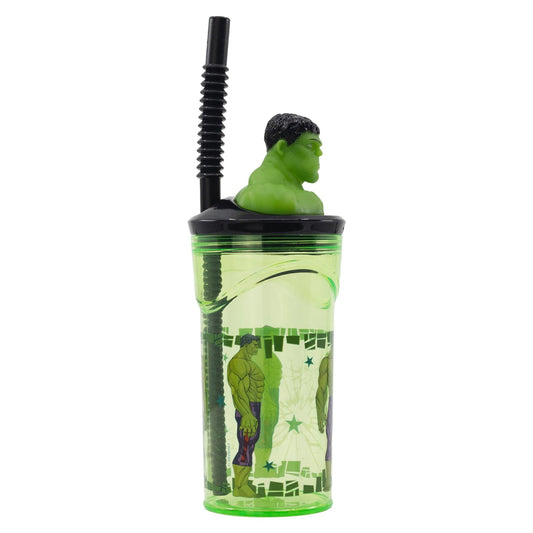 Stor Bicchiere Originale Avengers Hulk In Plastica 360 ml Con Cannuccia e Tappo 3D 74867 - 8412497748679 - DarSaGiocattoli