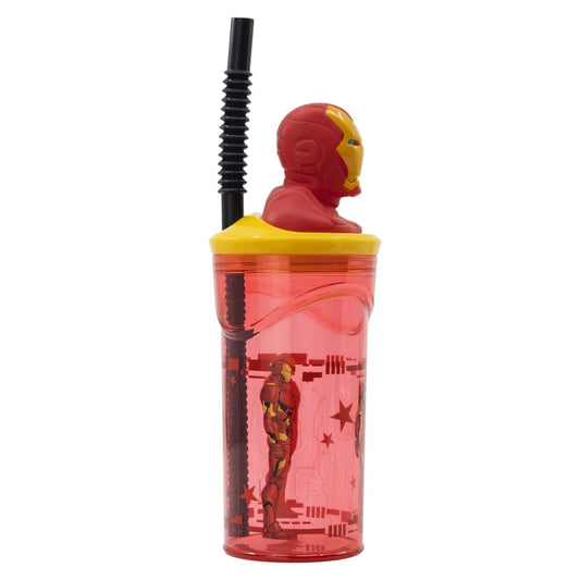 Stor Bicchiere Originale Avengers Iron Man In Plastica 360 ml Cannuccia e Tappo 3D 74868 - 8412497748686 - DarSaGiocattoli