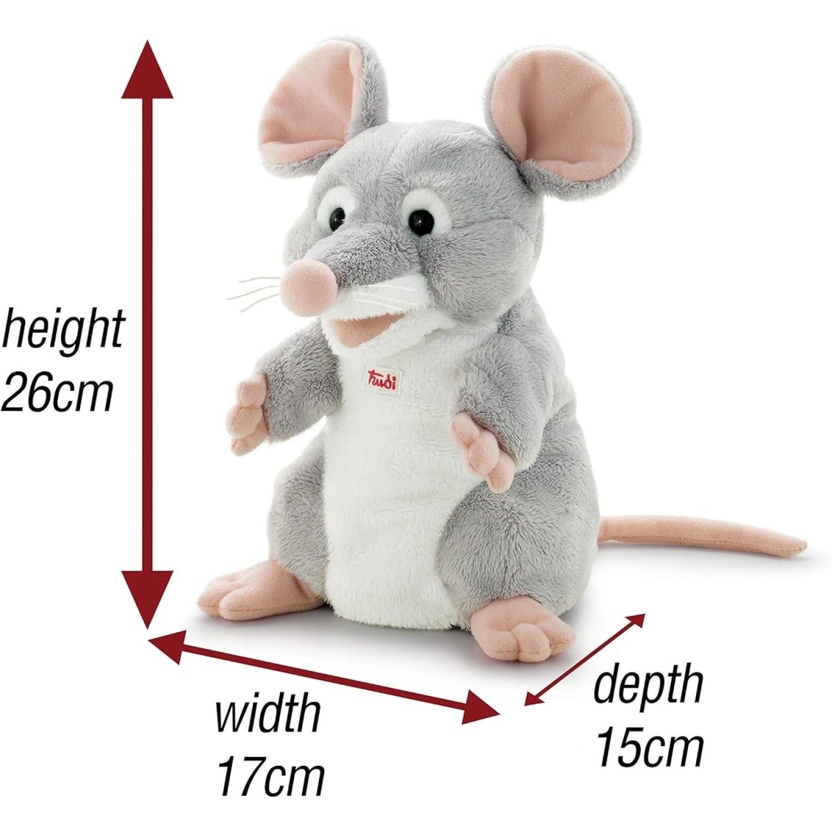 Trudi Marionetta Topo Burattini e Marionette 17x26x15 Cm Taglia S Peluche Modello 29913 - 8006529299132 - DarSaGiocattoli
