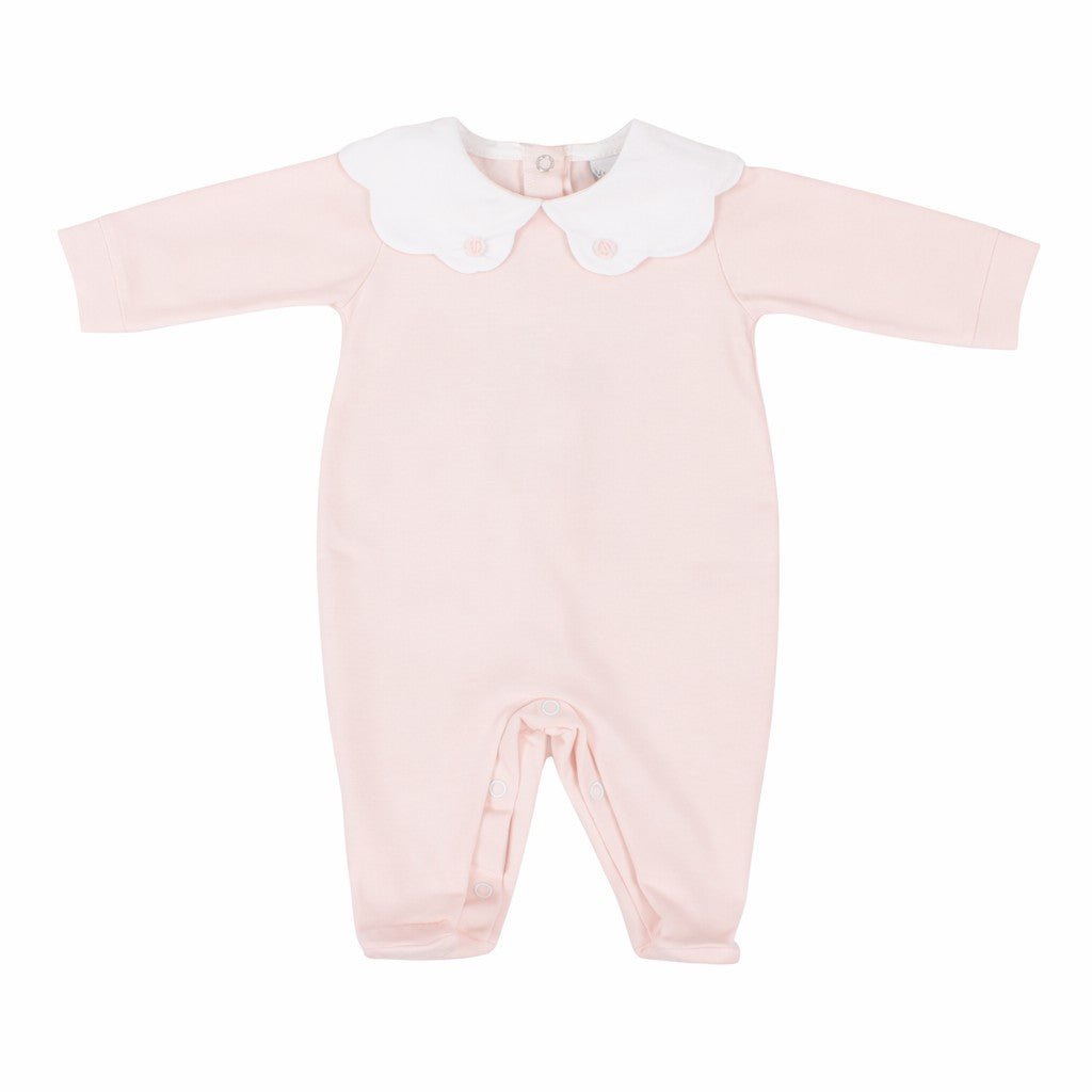 Tutina Neonata In Cotone Con Ricamato Al Colletto Rosa Klaiadì K195TJ - - DarSaGiocattoli