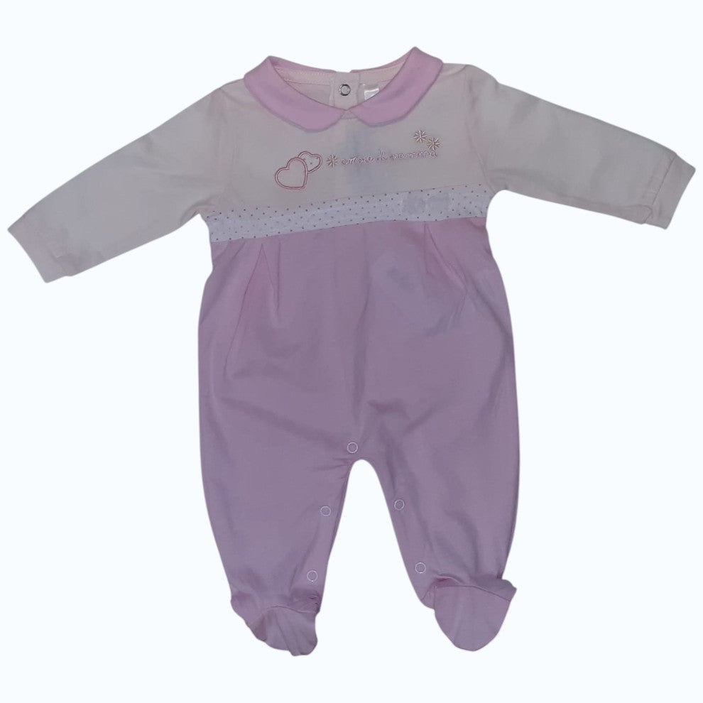 Tutina Neonata In Cotone Rosa BidiBimbo T1697 - 8058480508945 - DarSaGiocattoli