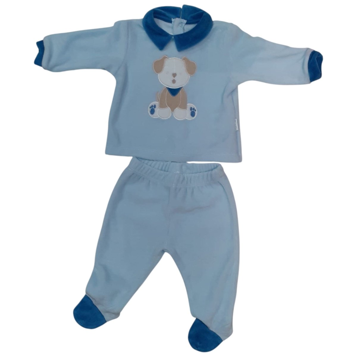 Tutina Neonato In Ciniglia Azzurro 2 Pezzi Nazareno Gabrielli LJ - 334 - 8052960228422 - DarSaGiocattoli