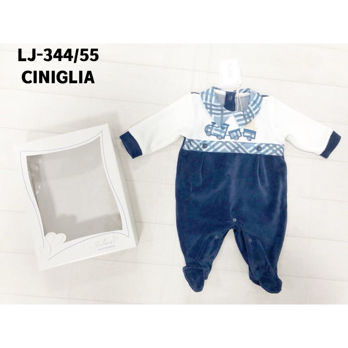 Tutina Neonato In Ciniglia Blu Les Jolies LJ - 334 - 8052960322212 - DarSaGiocattoli