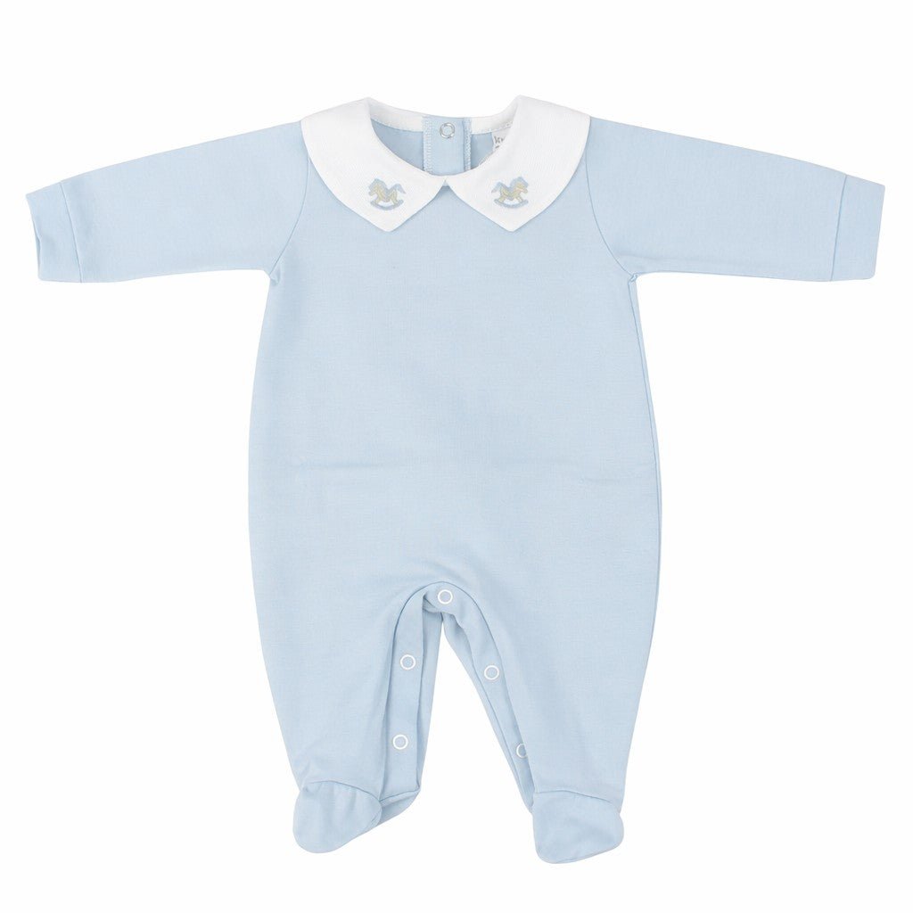 Tutina Neonato In Cotone Con Ricamato Al Colletto Celeste Klaiadì K196TJ - - DarSaGiocattoli
