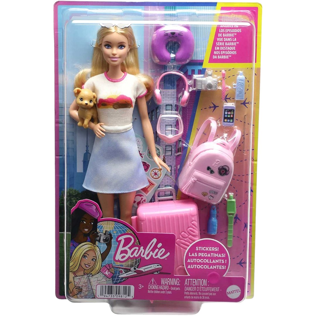 Barbie - Set da viaggio Malibu Bambola e accessori – DarSaGiocattoli