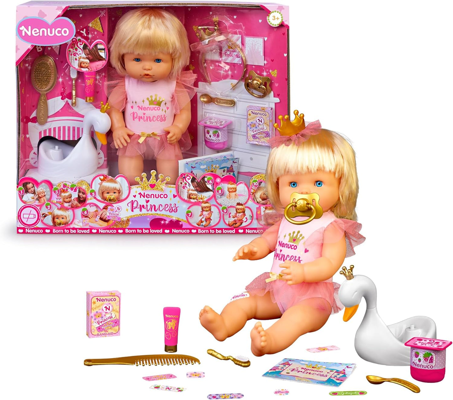 Nenuco - Princess bambola 42 cm con i capelli biondi e una corona da principessa - DarSaGiocattoli
