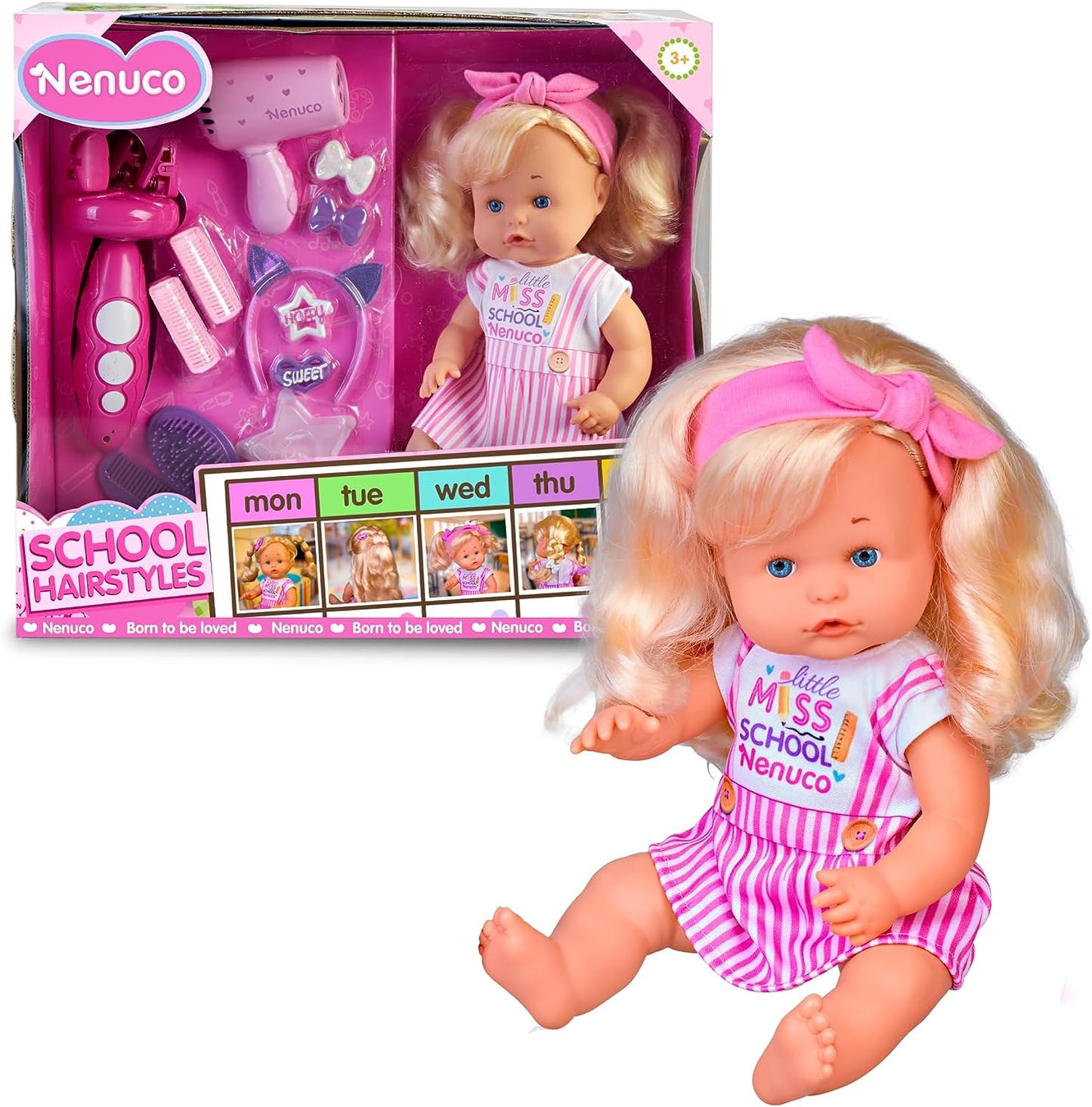 Nenuco - School Hairstyle bambola 35 cm NFN60000 - DarSaGiocattoli