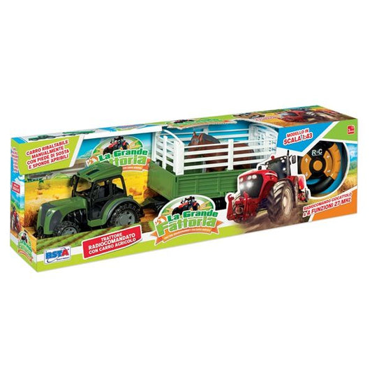 RS Toys Trattore Radiocomandato RC con Carro Bestiame