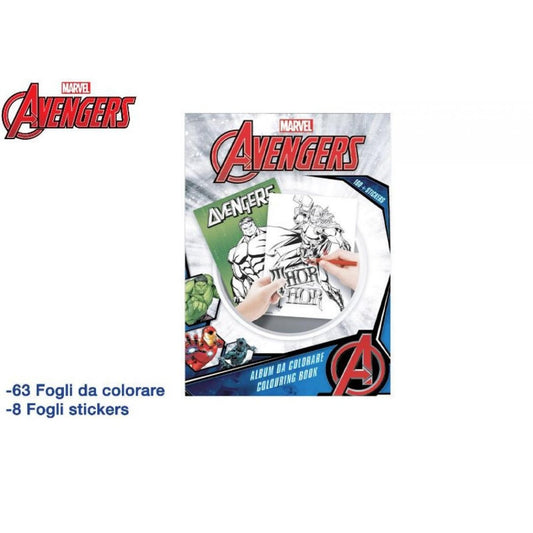 Album Da Colorare Marvel Avengers Con Stikers 31x23 cm MC Group AV1145 - 8032780967282 - DarSaGiocattoli