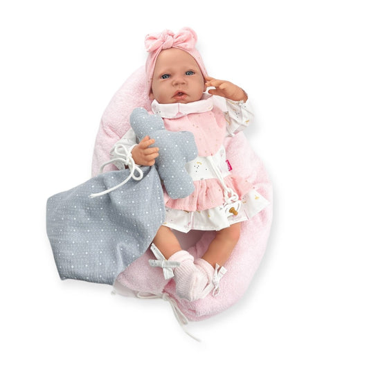 Bambola Reborn Con Vestito Bianco e Fiocco Rosa Meccanismo Pulsante Cry Berjuan 18-402 - 8421560184023 - DarSaGiocattoli