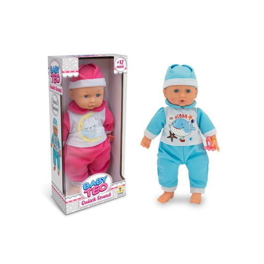 Bambolotto Quiiiek Morbido 38 cm Baby Teo Colori Assortiti Teorema 80116 - 8017967801160 - DarSaGiocattoli