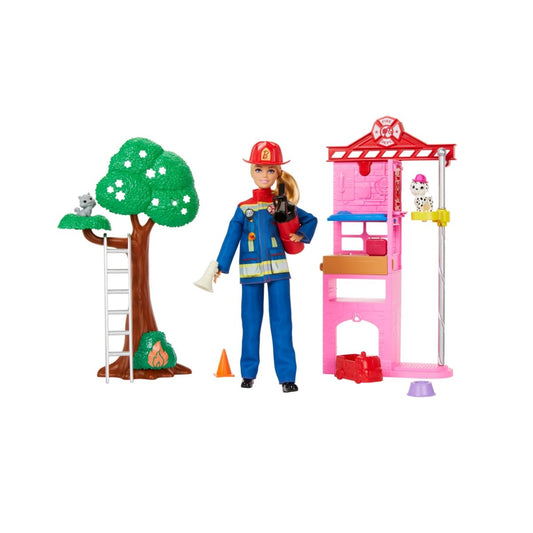 Barbie Carriere Vigilessa del Fuoco playset con bambola e caserma dei pompieri HRG55 - 0194735175949 - DarSaGiocattoli