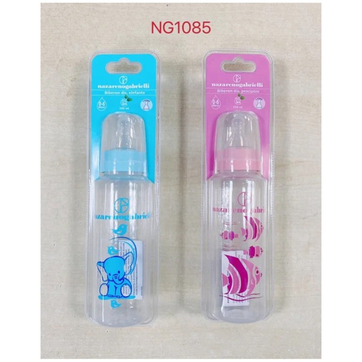 Biberon 250 ml Nazareno Gabrielli NG1085 Celeste o Rosa Neonato - 8033109090858 - DarSaGiocattoli
