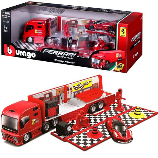 Bisarca Officina Ferrari Race Bburago Garage 1:43 R&P Racing Hauler 18-31202 - 4893993312023 - DarSaGiocattoli