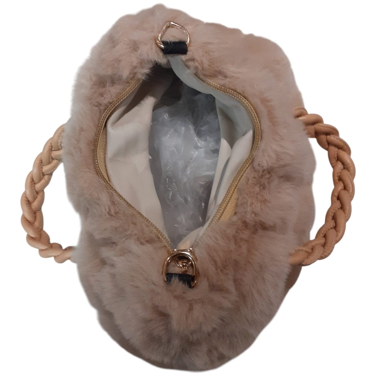 Borsa a Mano Effetto Pelliccia Sintetica e Chiusura Lampo Dorata -  - DarSaGiocattoli