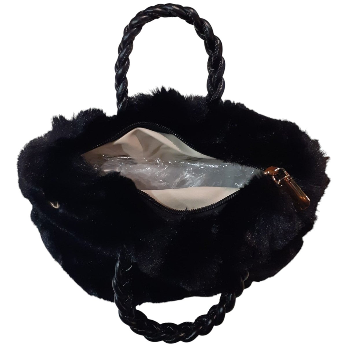 Borsa a Mano Effetto Pelliccia Sintetica e Chiusura Lampo Dorata -  - DarSaGiocattoli