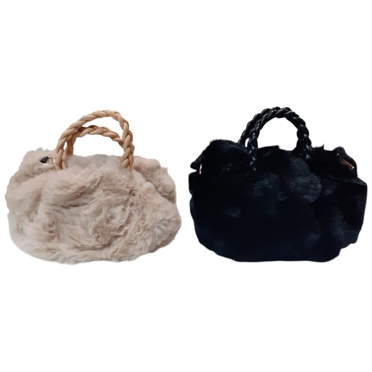 Borsa a Mano Effetto Pelliccia Sintetica e Chiusura Lampo Dorata -  - DarSaGiocattoli