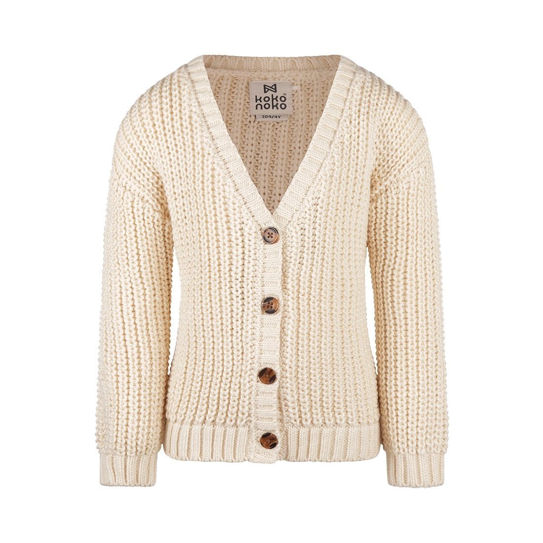 Cardigan bambina lavorato a maglia Koko Noko bianco sporco - 8720815313509 - DarSaGiocattoli