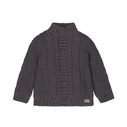 Cardigan bambino Dirkje grigio con bottoni in maglia e collo alto - 8720815343933 - DarSaGiocattoli