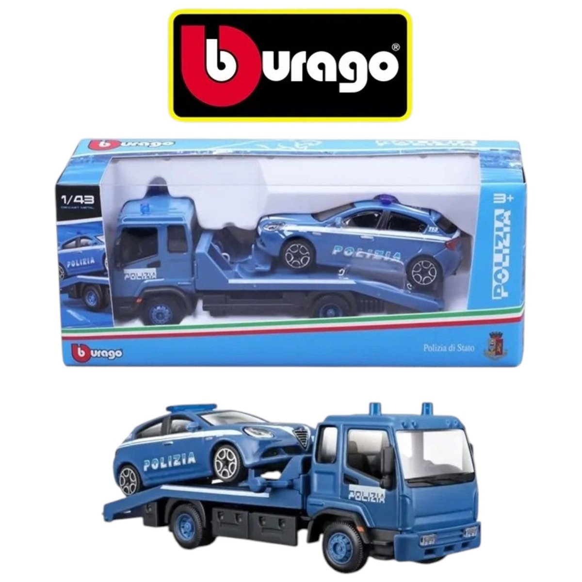 Carro Attrezzi Polizia 1:43 In Metallo Burago 18-31425 - 4893993314256 - DarSaGiocattoli