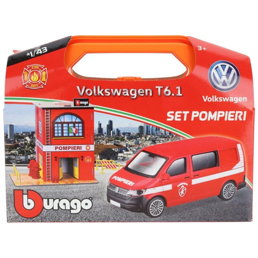 Caserma Vigili Del Fuoco Street Pompieri On The Go! 1:43 Burago 01568 - 4893993015689 - DarSaGiocattoli