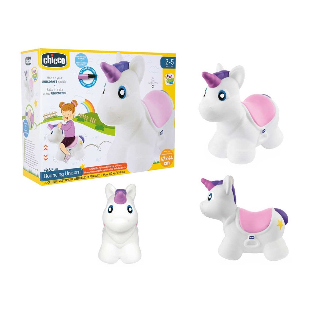 Chicco Bouncy Unicorno Cavalcabile Gonfiabile Rimbalzante 118521 - 8005125177523 - DarSaGiocattoli